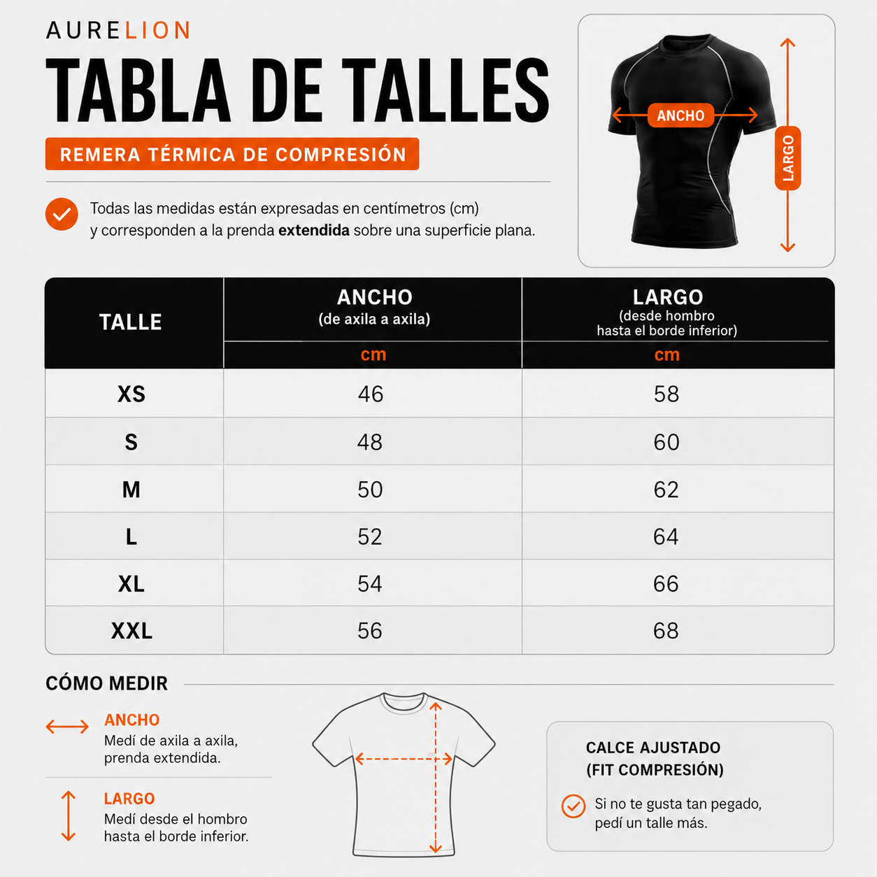 Tabla de Talles Remera Térmica